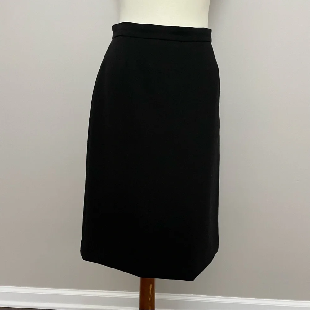Tory Burch Skirt Classic Straight Knee Length Pencil Wool Blend Lined Black